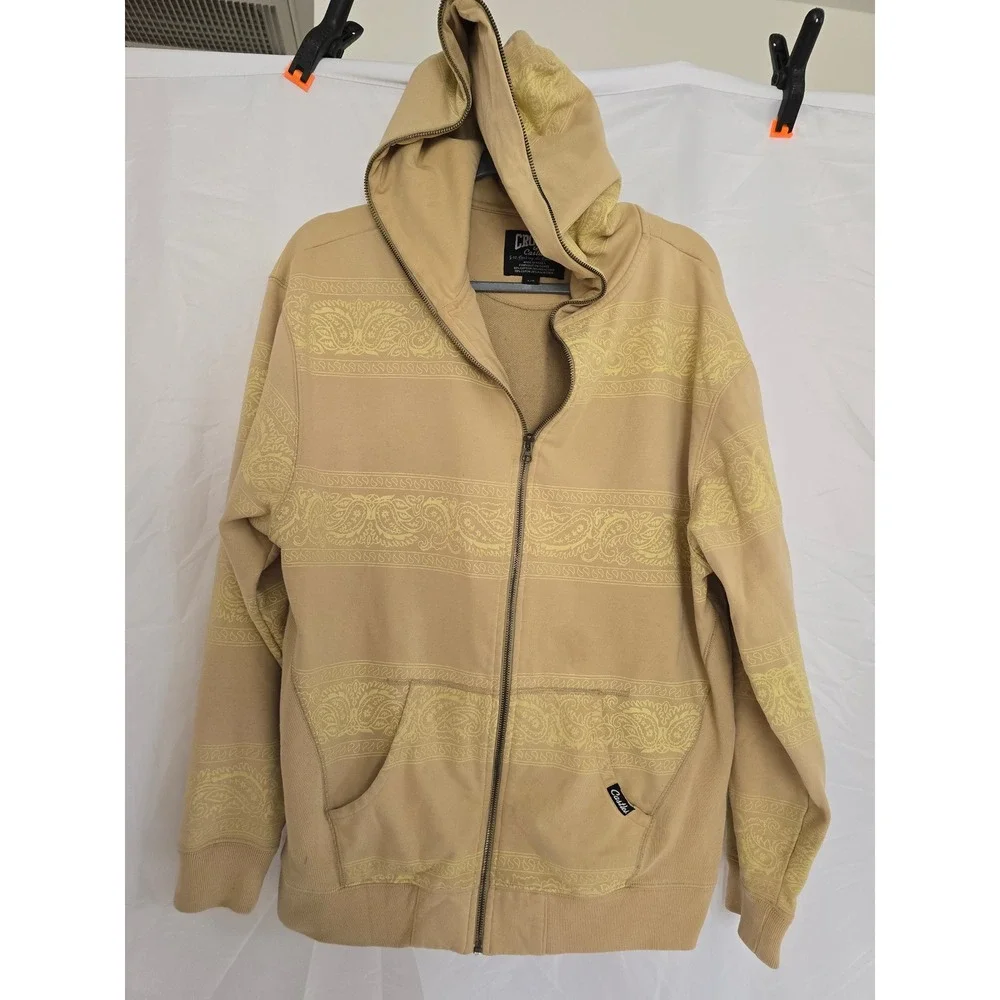 Crooks Castles Mens Tan Paisley Full Zip Hoodie‎ Jacket L G